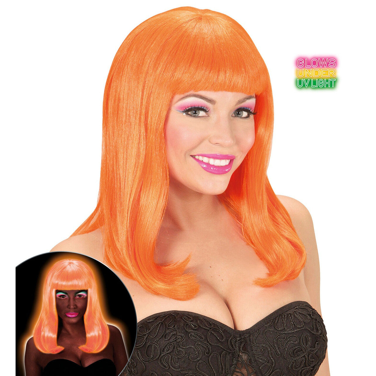 Op deze afbeelding zie je een Accessoires, van het merk Widmann. Bob Pruik, Patsy Neon Oranje