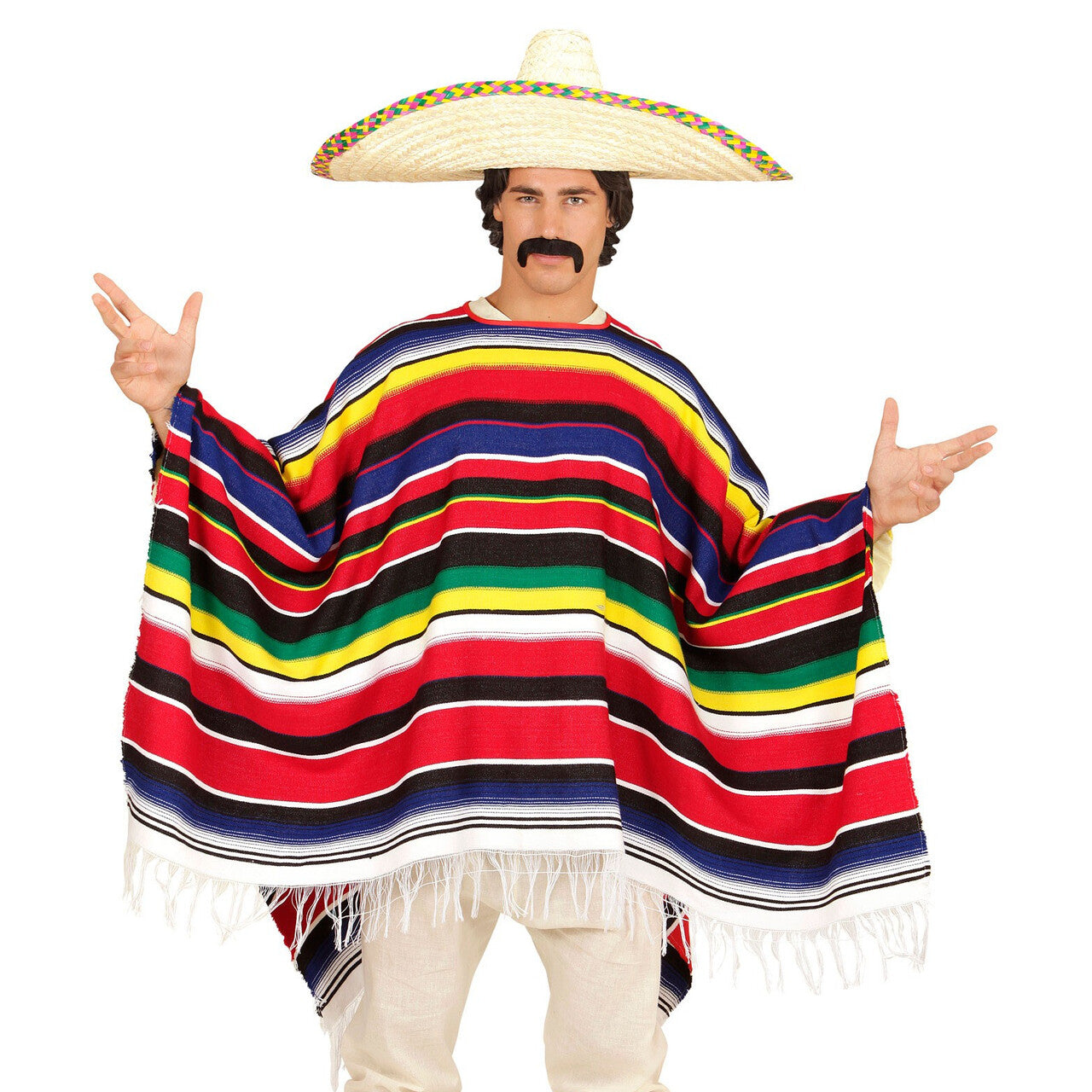 Op deze afbeelding zie je een Accessoires, van het merk Widmann. Orale Hombre Mexicaanse Poncho