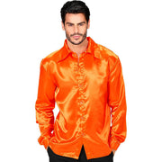 Op deze afbeelding zie je een Kostuums, van het merk Widmann. Cool Dancer Discoshirt 70s, Oranje Man