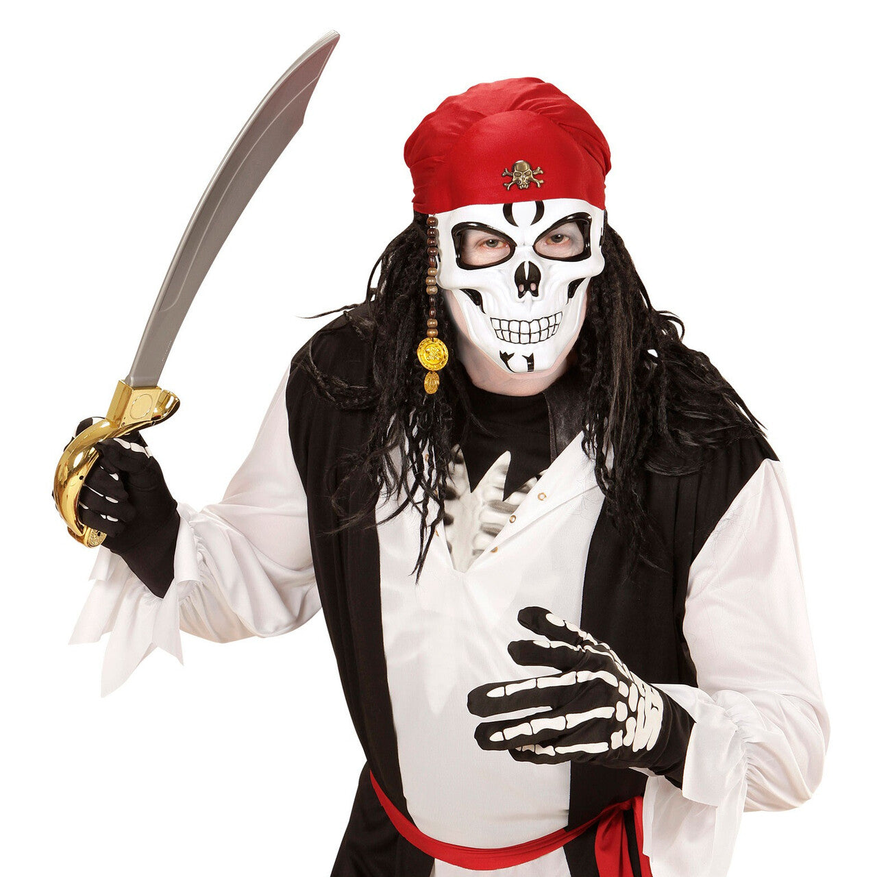 Op deze afbeelding zie je een Accessoires, van het merk Widmann. Eng Piraten Schedel Masker Met Baard