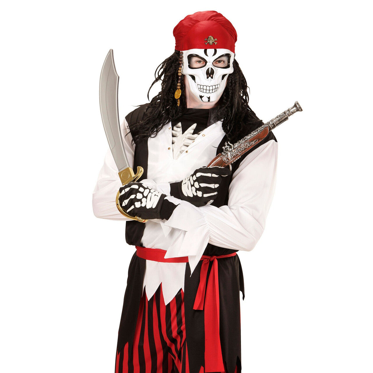 Op deze afbeelding zie je een Accessoires, van het merk Widmann. Eng Piraten Schedel Masker Met Baard