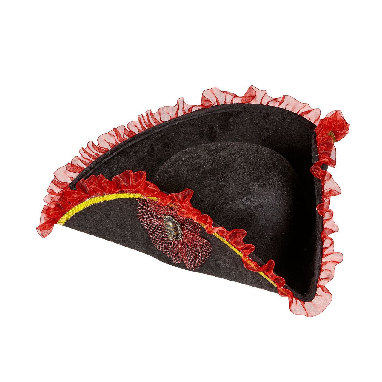 Op deze afbeelding zie je een Accessoires, van het merk Widmann. Rood-Zwart Luxe Tricorn Piraat