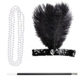 Schwarze Eleganz & Perlen Flapper Set