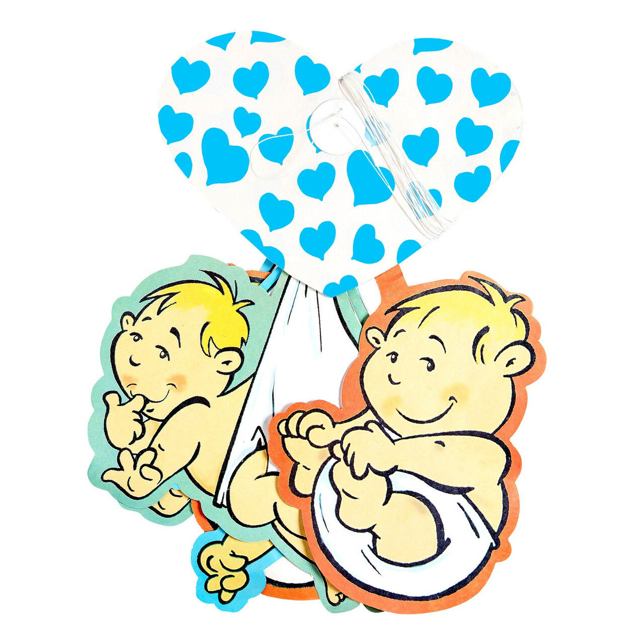 Op deze afbeelding zie je een Decoratie, van het merk Widmann. Jongen Slinger Hartjes Met Babies Blauw
