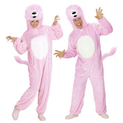Op deze afbeelding zie je een Kostuums, van het merk Widmann. Dieren Onesie Pluche Roze Leeuw Kostuum