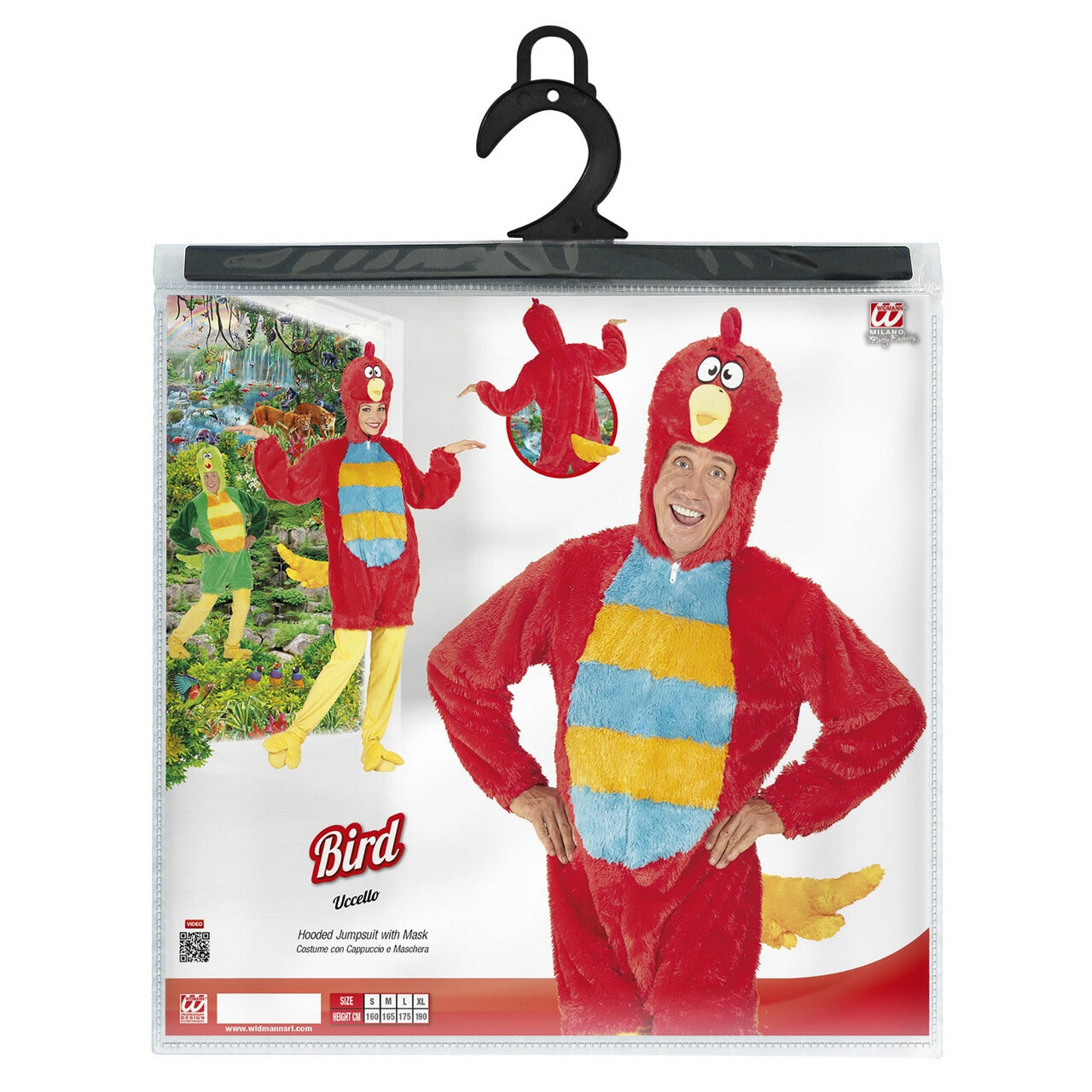 Op deze afbeelding zie je een Kostuums, van het merk Widmann. Fantasie Onesie Pluche Rode Vogel Kostuum