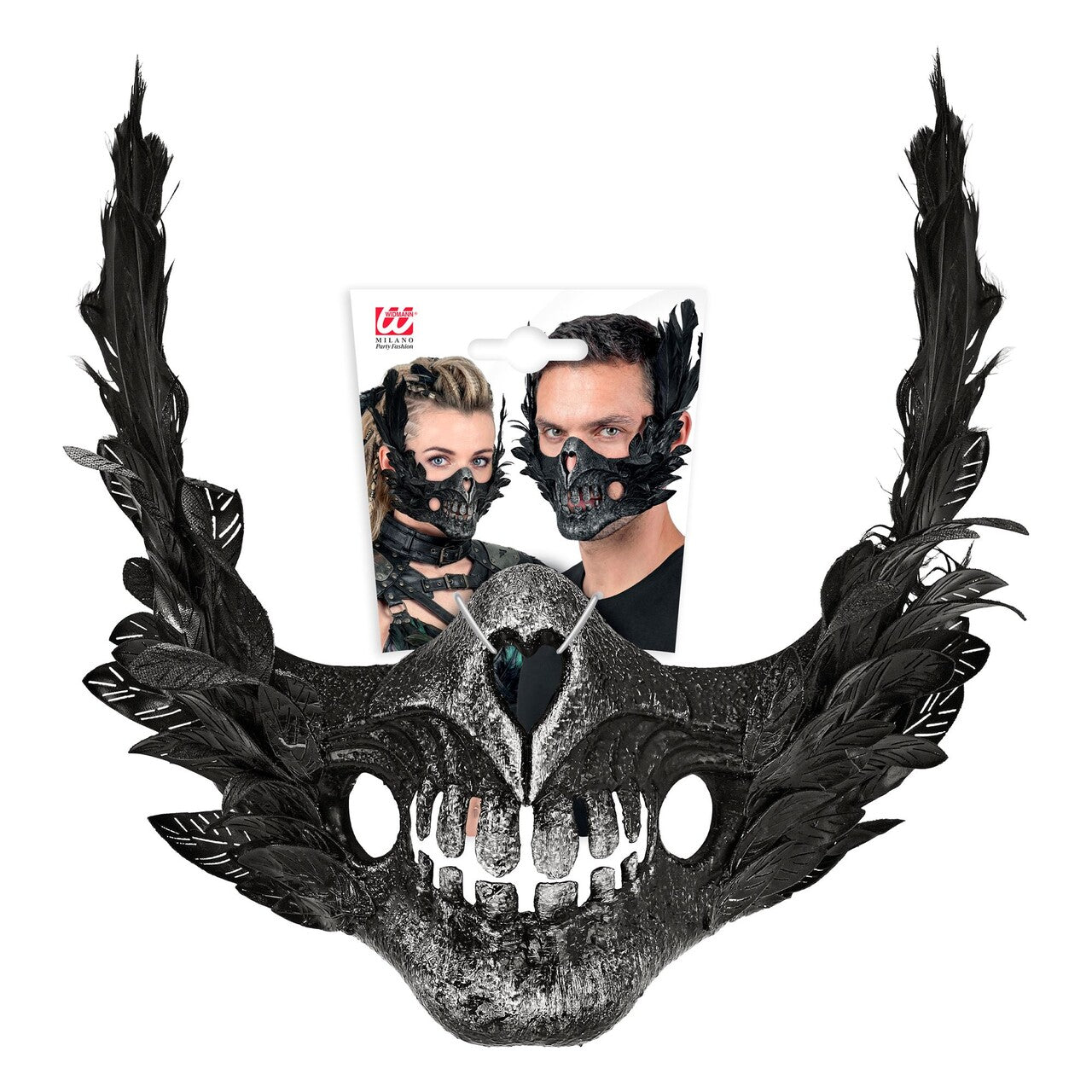 Op deze afbeelding zie je een Accessoires, van het merk Widmann. Halfmasker Black Skull Bird