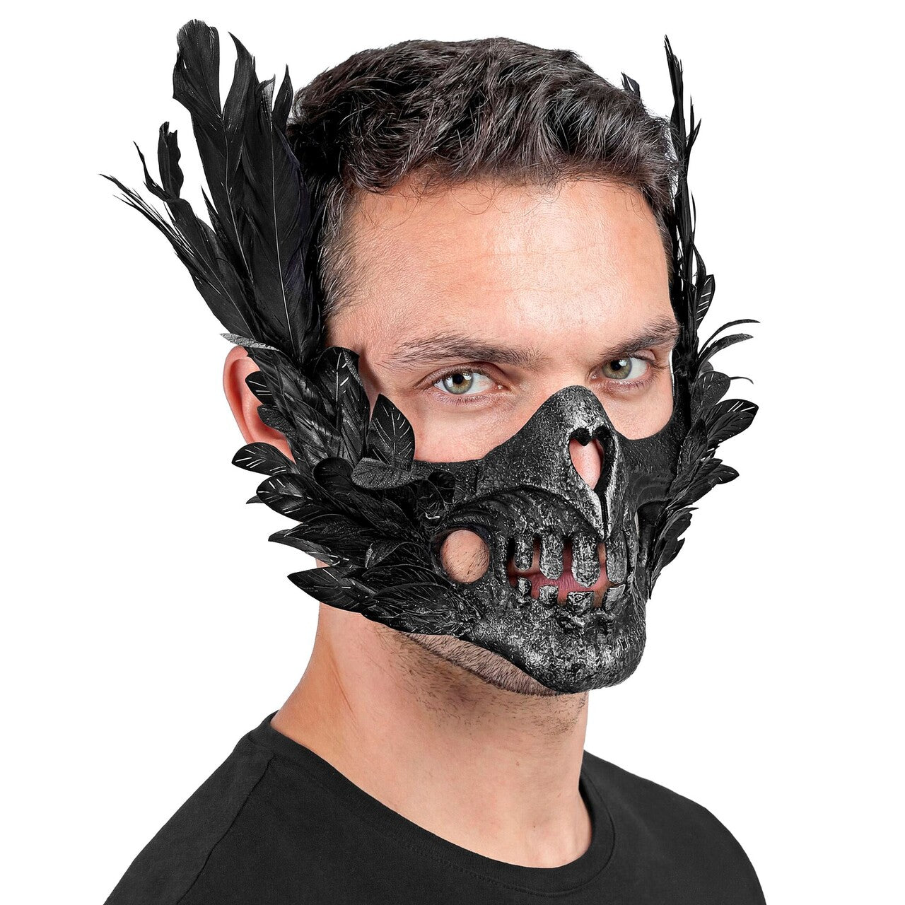 Op deze afbeelding zie je een Accessoires, van het merk Widmann. Halfmasker Black Skull Bird