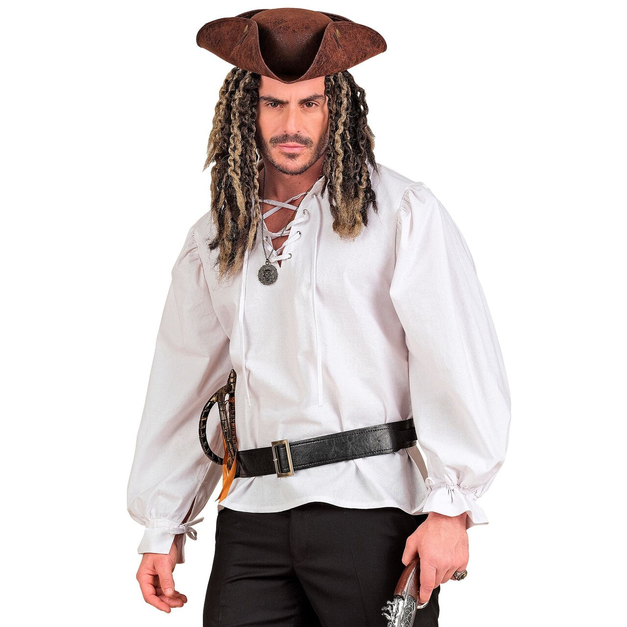 Op deze afbeelding zie je een Kostuums, van het merk Widmann. Wit Shirt Middeleeuwen Of Piraat Man
