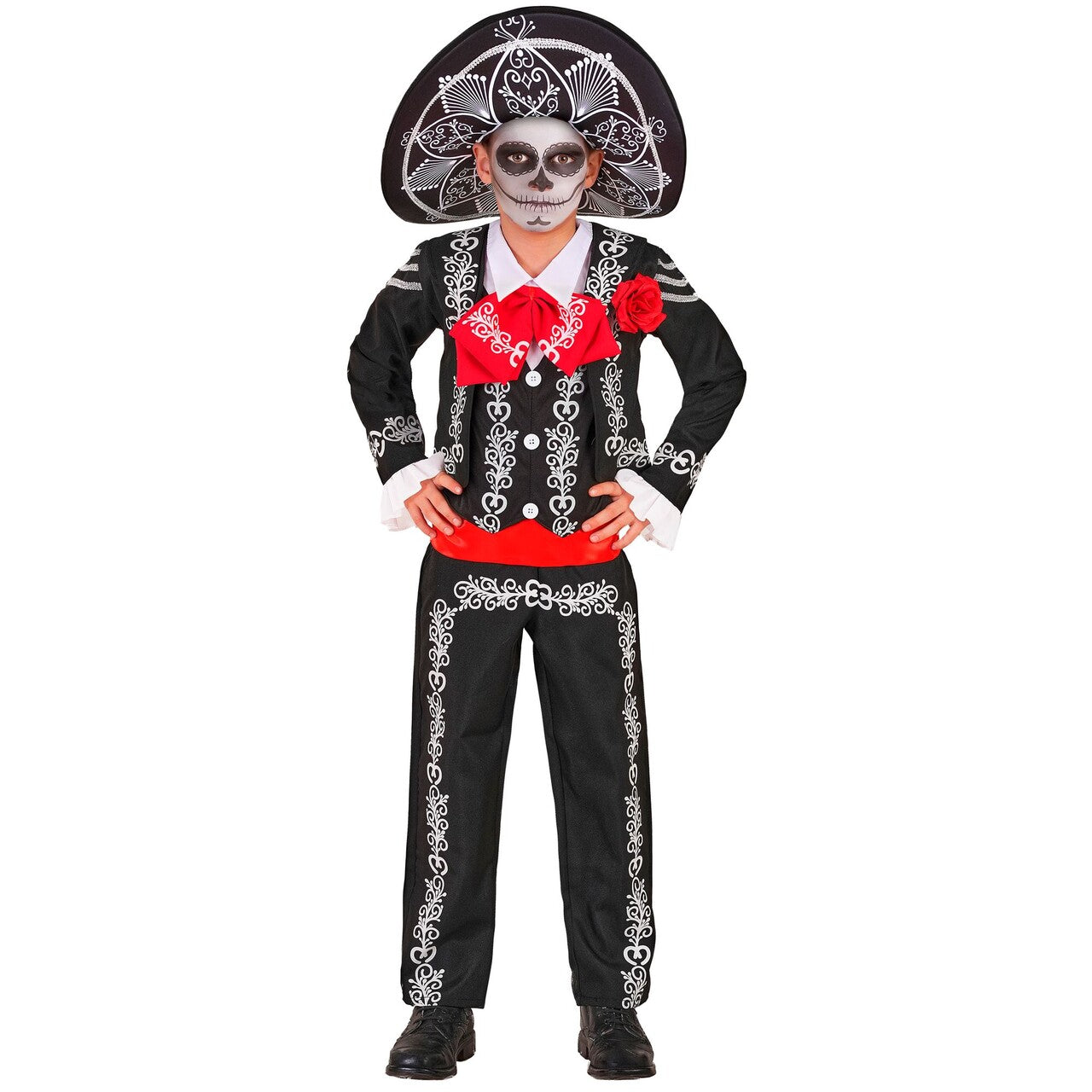 Op deze afbeelding zie je een Kostuums, van het merk Widmann. Mexicaanse Musica De Los Muertos Mariachi Jongen Kostuum