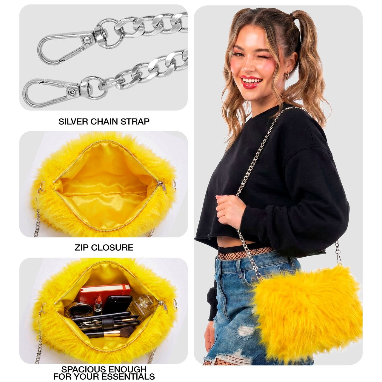 Op deze afbeelding zie je een Accessoires, van het merk Widmann. Zachte Pluche Hand Tas Geel