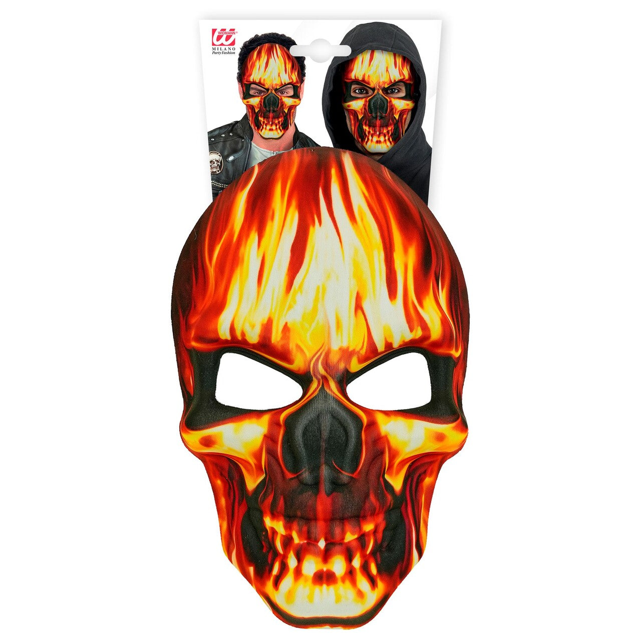 Op deze afbeelding zie je een Accessoires, van het merk Widmann. Skull On Fire Masker