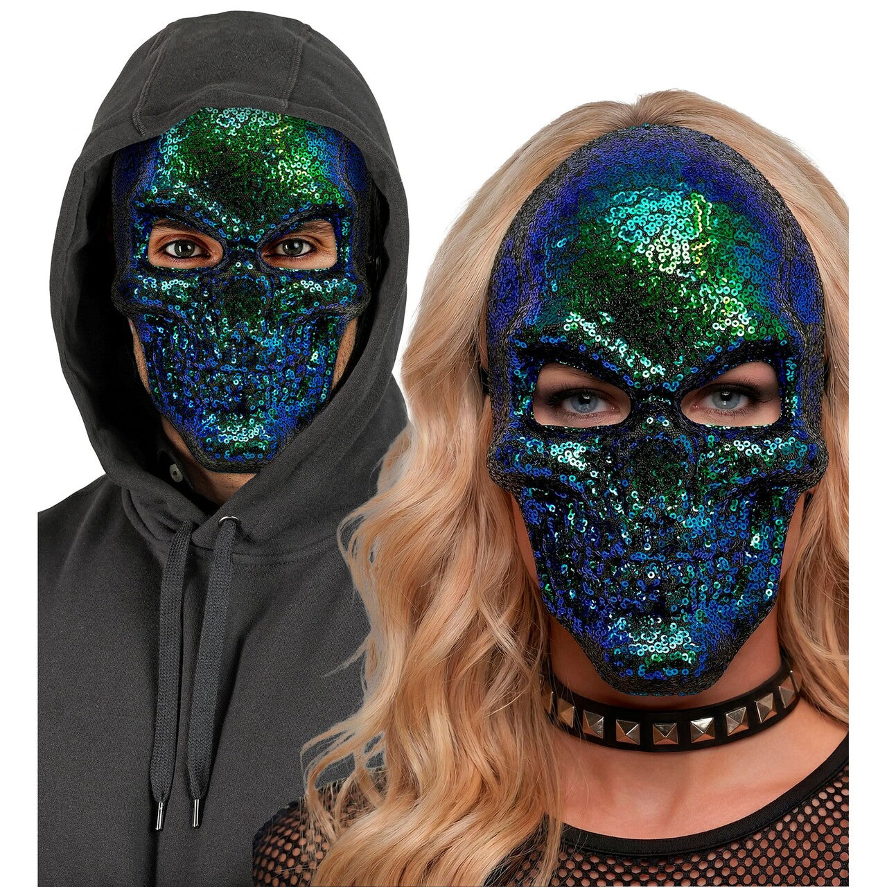 Op deze afbeelding zie je een Accessoires, van het merk Widmann. Glitter And Glam Masker Blauw / Groen