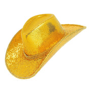 Op deze afbeelding zie je een Accessoires, van het merk Widmann. Gouden Glitter Cowboyhoed Met Strass
