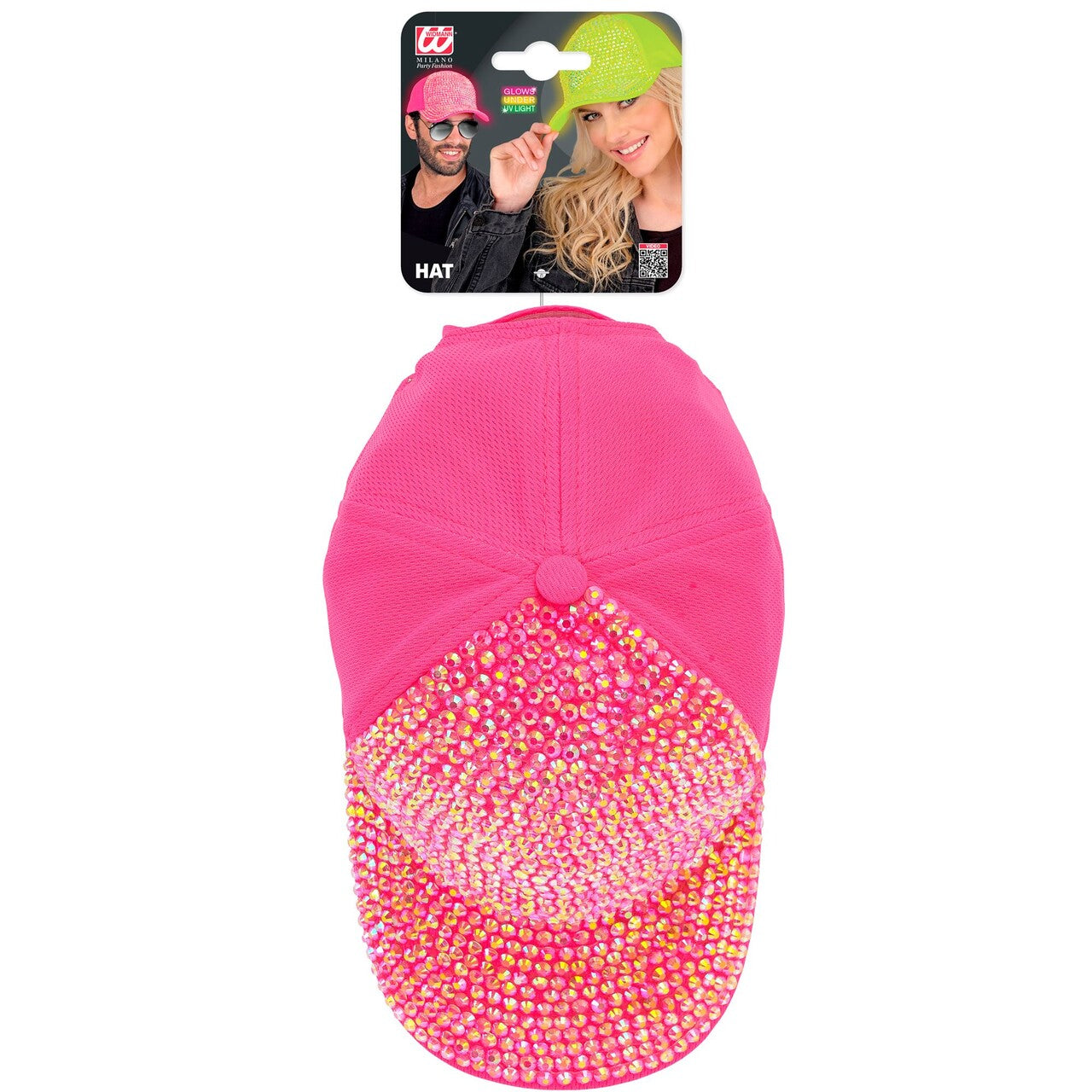 Op deze afbeelding zie je een Accessoires, van het merk Widmann. Neon Roze Strass Pet