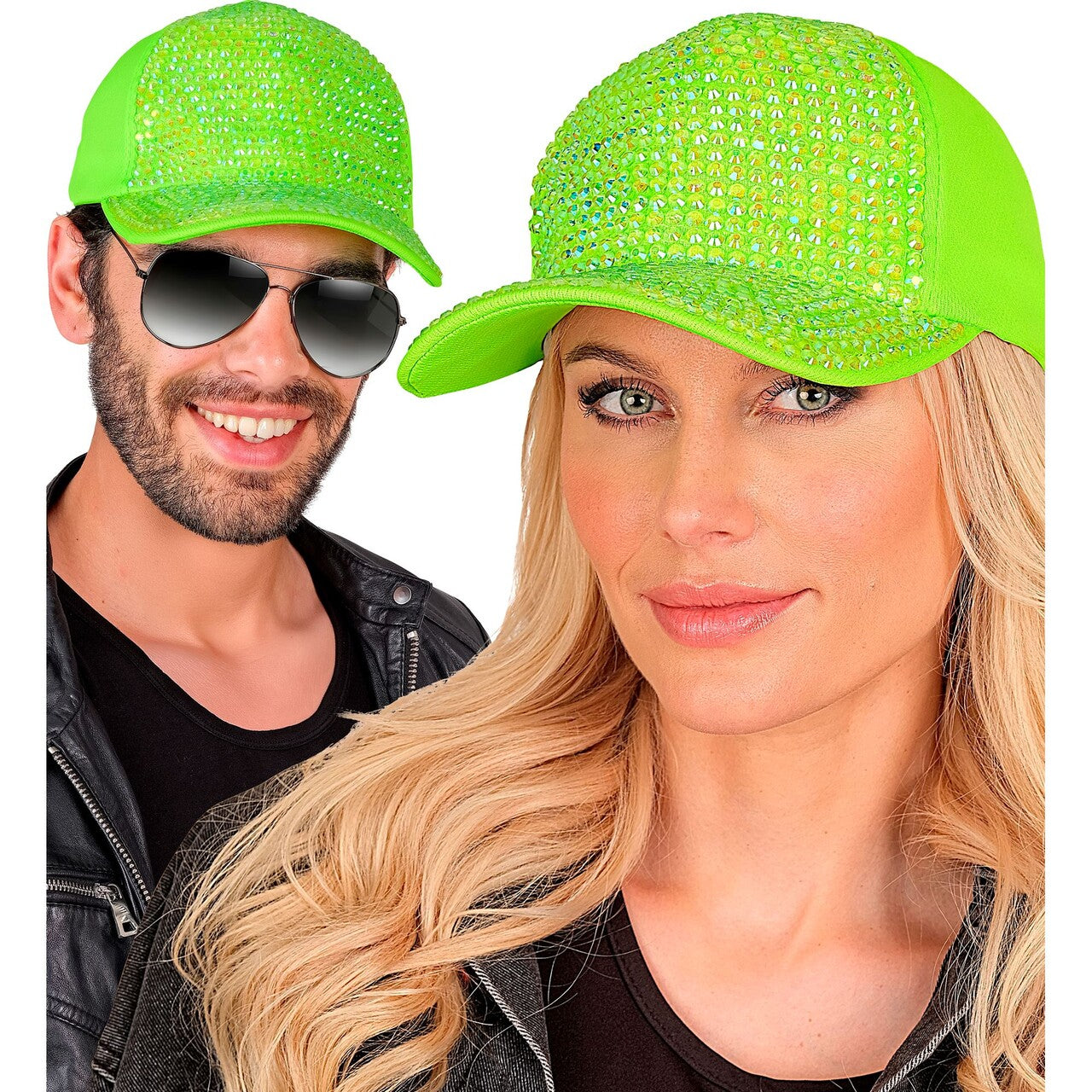 Op deze afbeelding zie je een Accessoires, van het merk Widmann. Neon Groene Strass Pet