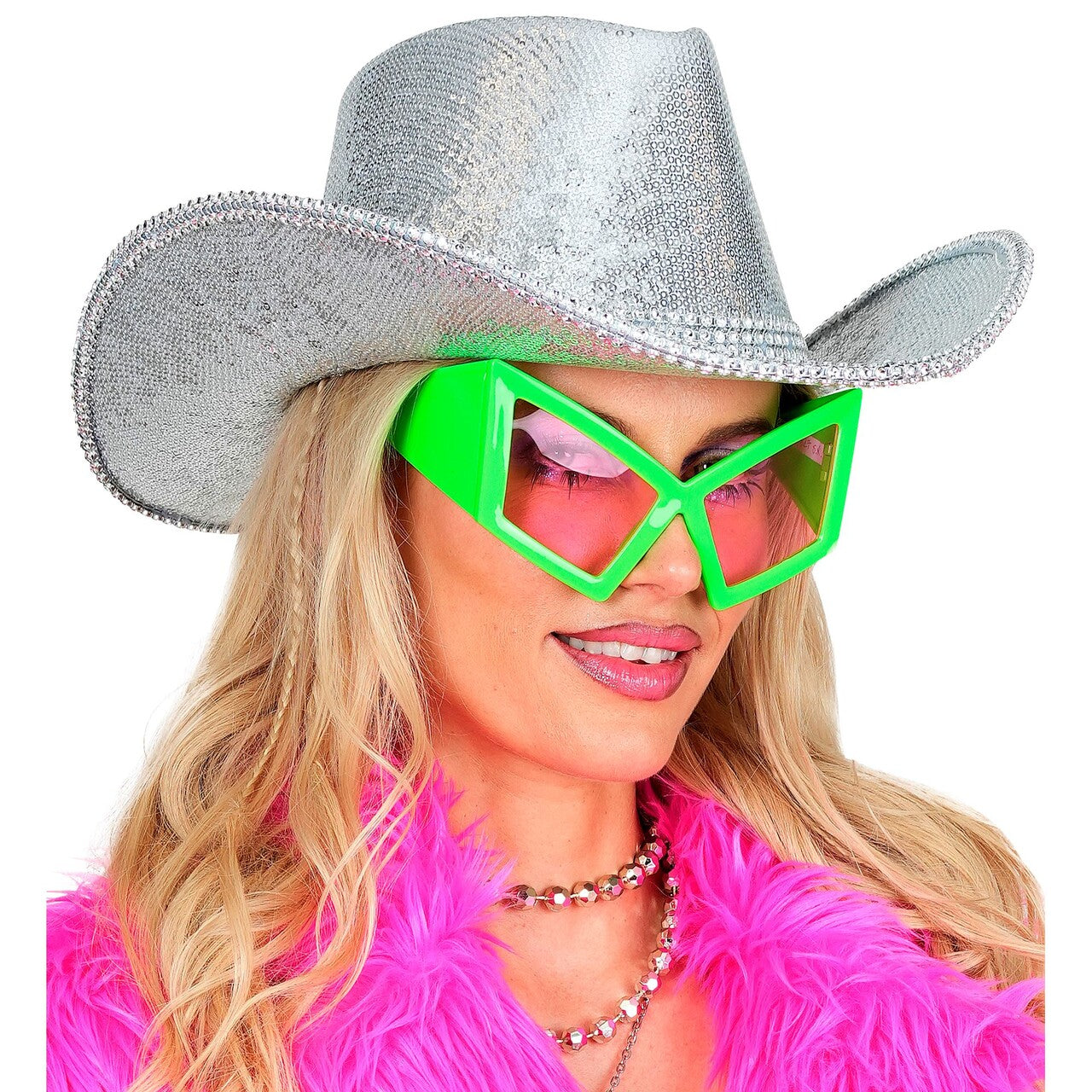Op deze afbeelding zie je een Accessoires, van het merk Widmann. Cat Eye Bril Neon Groen
