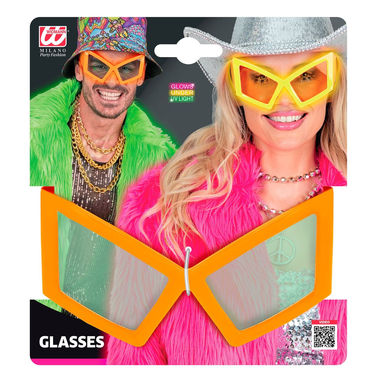 Op deze afbeelding zie je een Accessoires, van het merk Widmann. Cat Eye Bril Neon Oranje