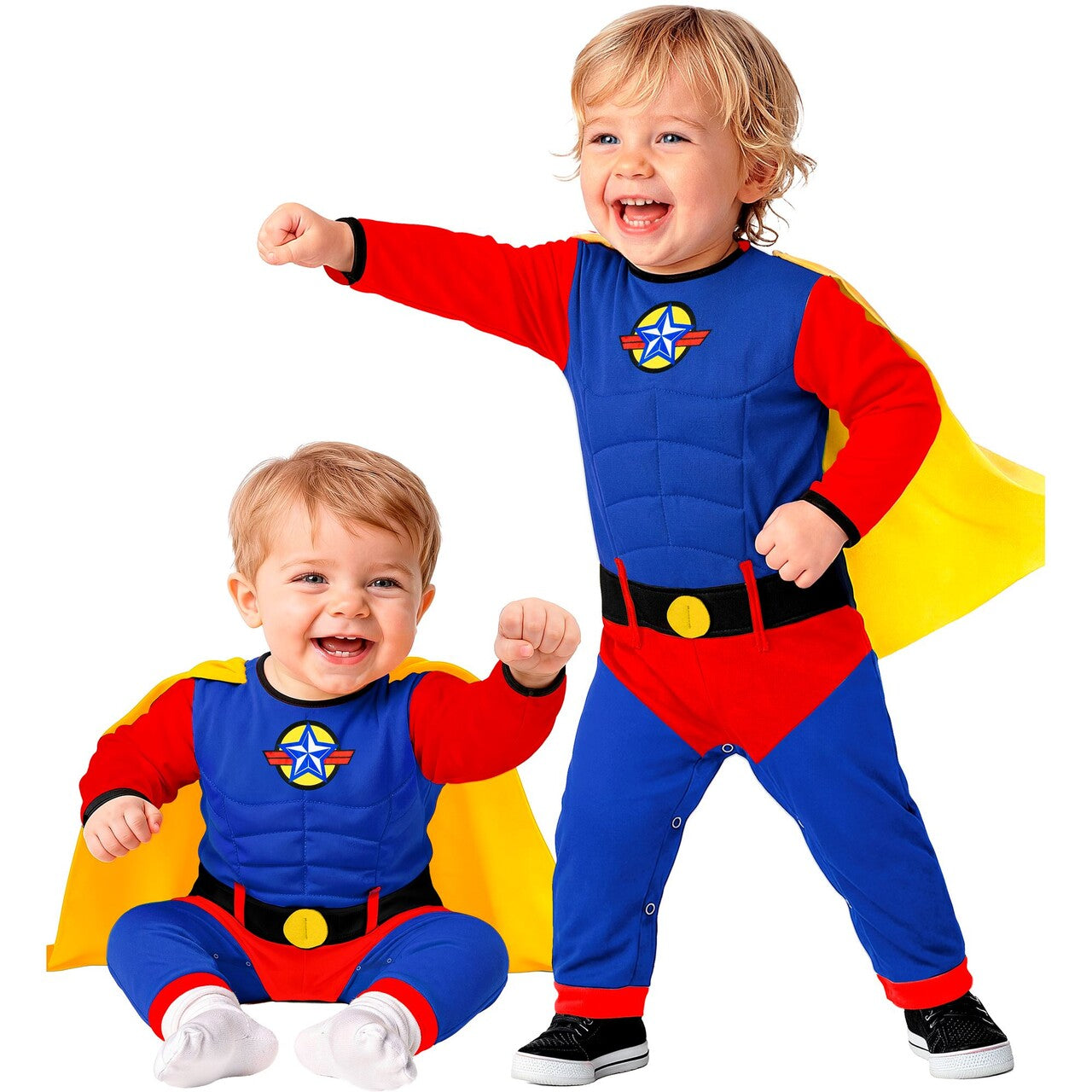 Op deze afbeelding zie je een Kostuums, van het merk Widmann. Superbaby In Actie Jongen Kostuum