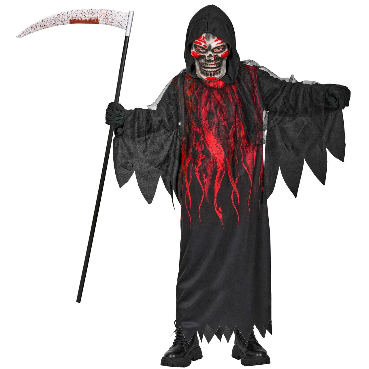 Op deze afbeelding zie je een Kostuums, van het merk Widmann. Burning Reaper Jongen Kostuum