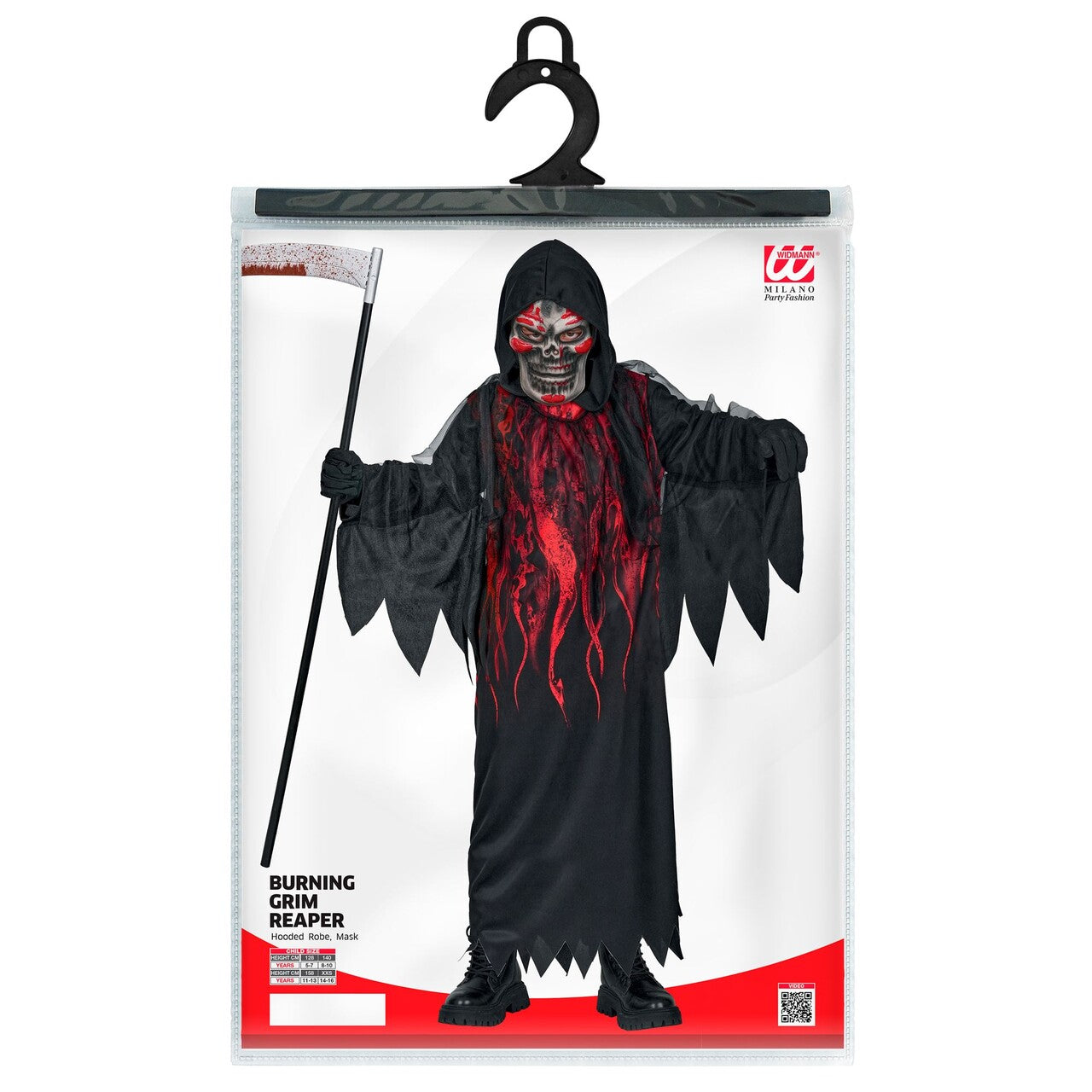 Op deze afbeelding zie je een Kostuums, van het merk Widmann. Burning Reaper Jongen Kostuum