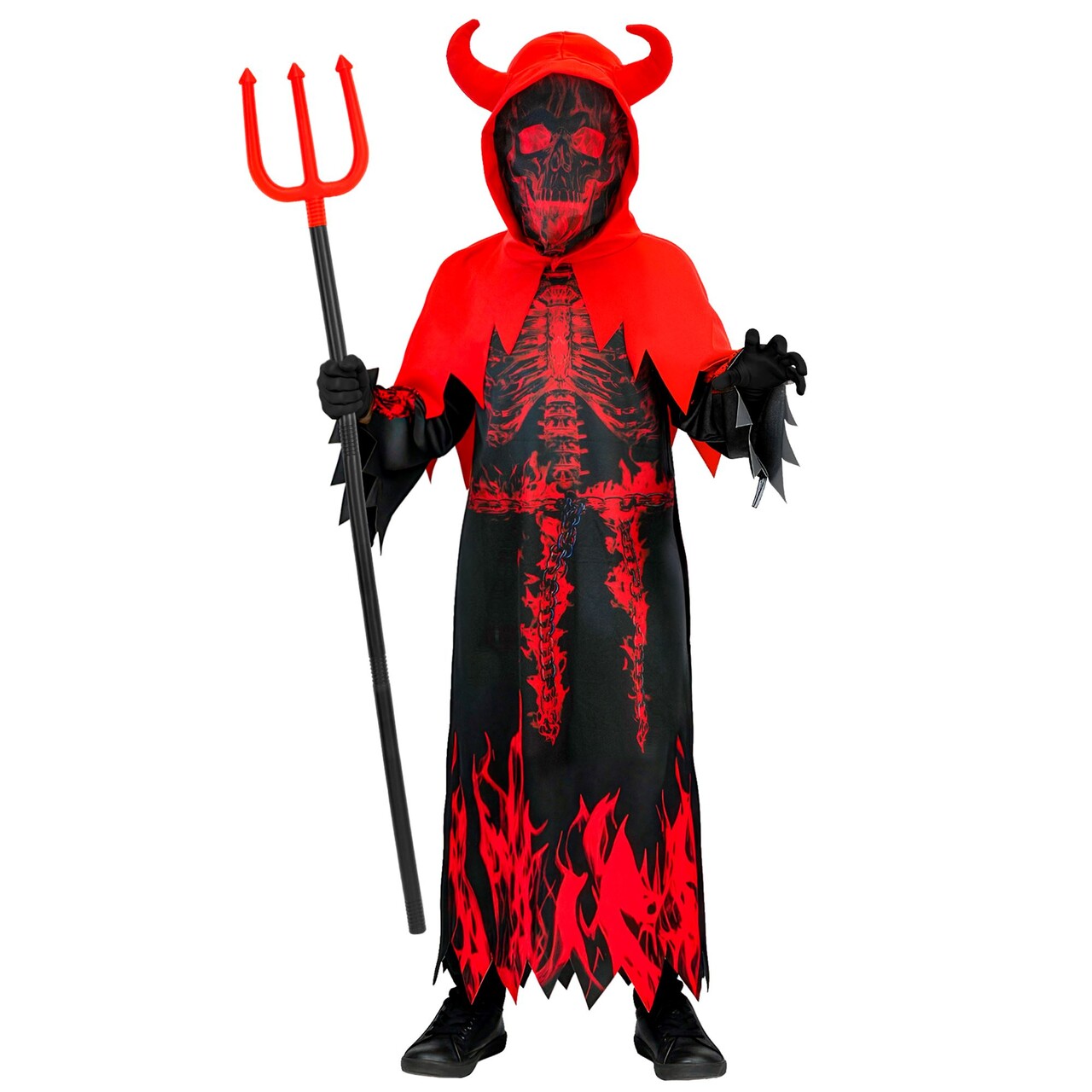 Op deze afbeelding zie je een Kostuums, van het merk Widmann. Hellevlam Reaper Kind Kostuum