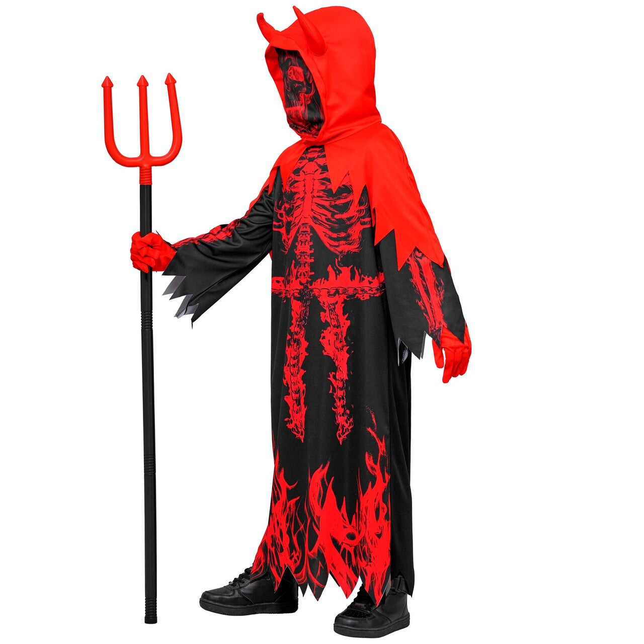 Op deze afbeelding zie je een Kostuums, van het merk Widmann. Hellevlam Reaper Kind Kostuum