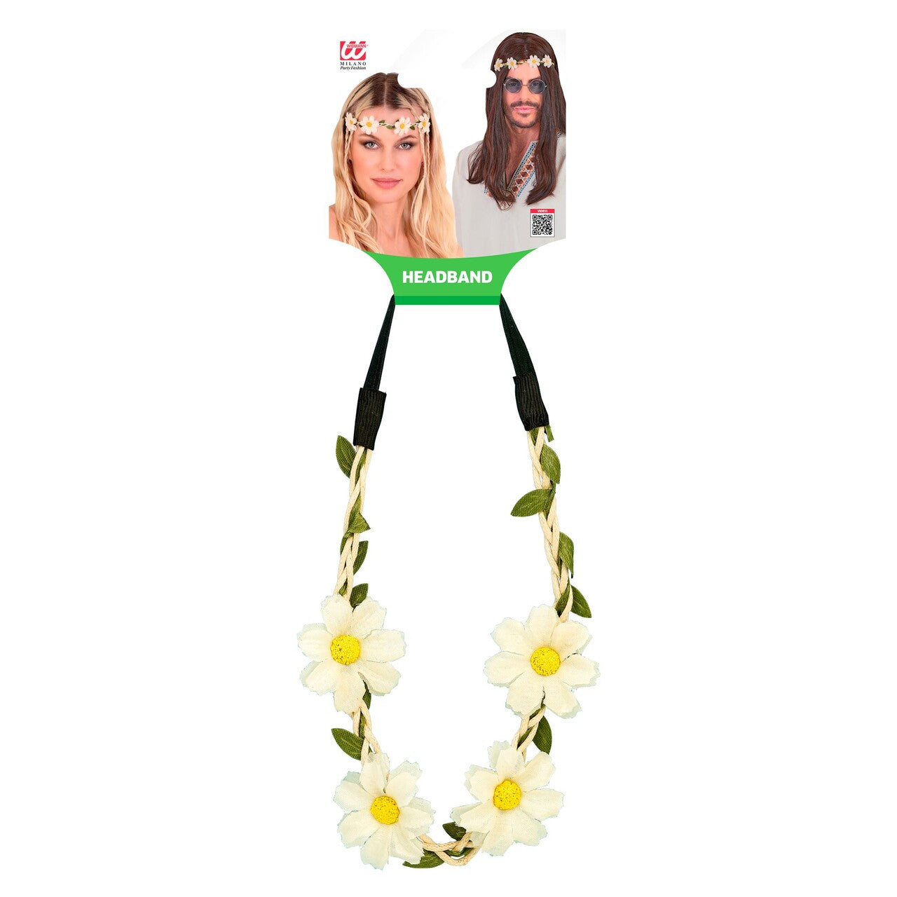 Op deze afbeelding zie je een Accessoires, van het merk Widmann. Boho Bloemen Hoofdband Wit