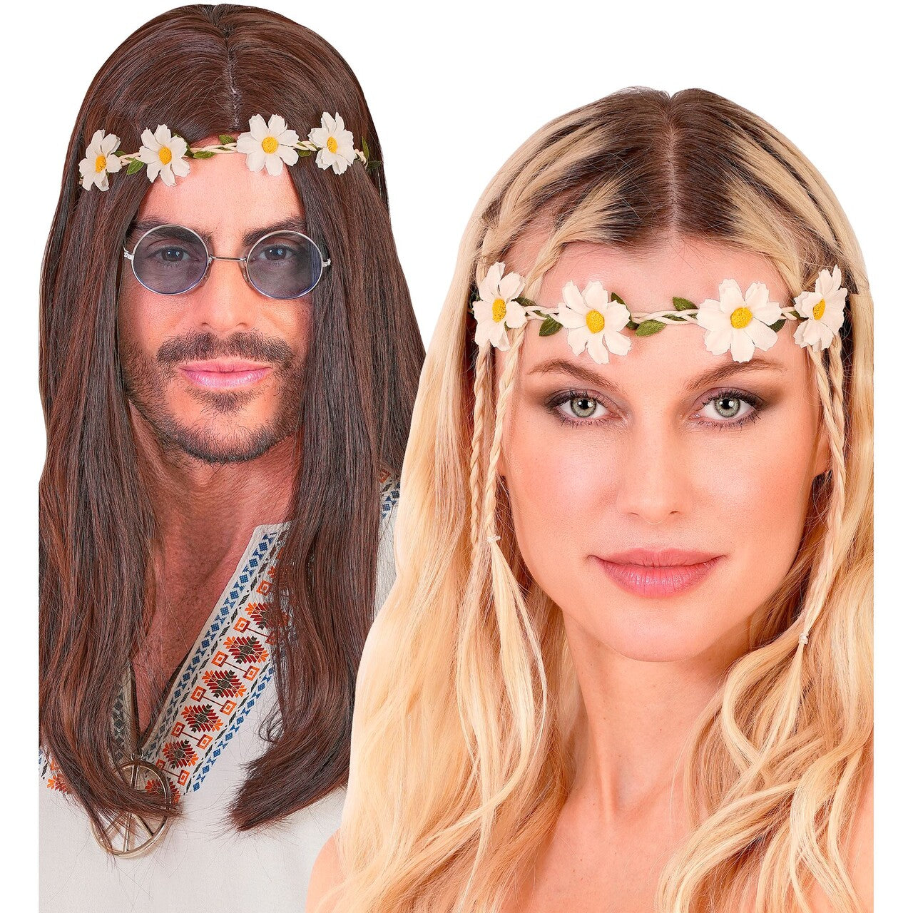 Op deze afbeelding zie je een Accessoires, van het merk Widmann. Boho Bloemen Hoofdband Wit