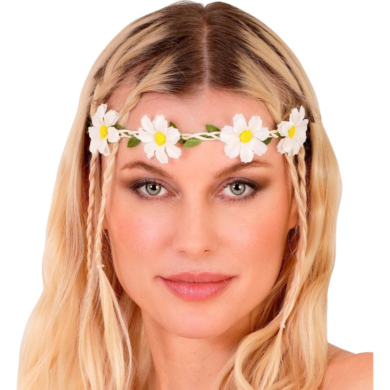 Op deze afbeelding zie je een Accessoires, van het merk Widmann. Boho Bloemen Hoofdband Wit