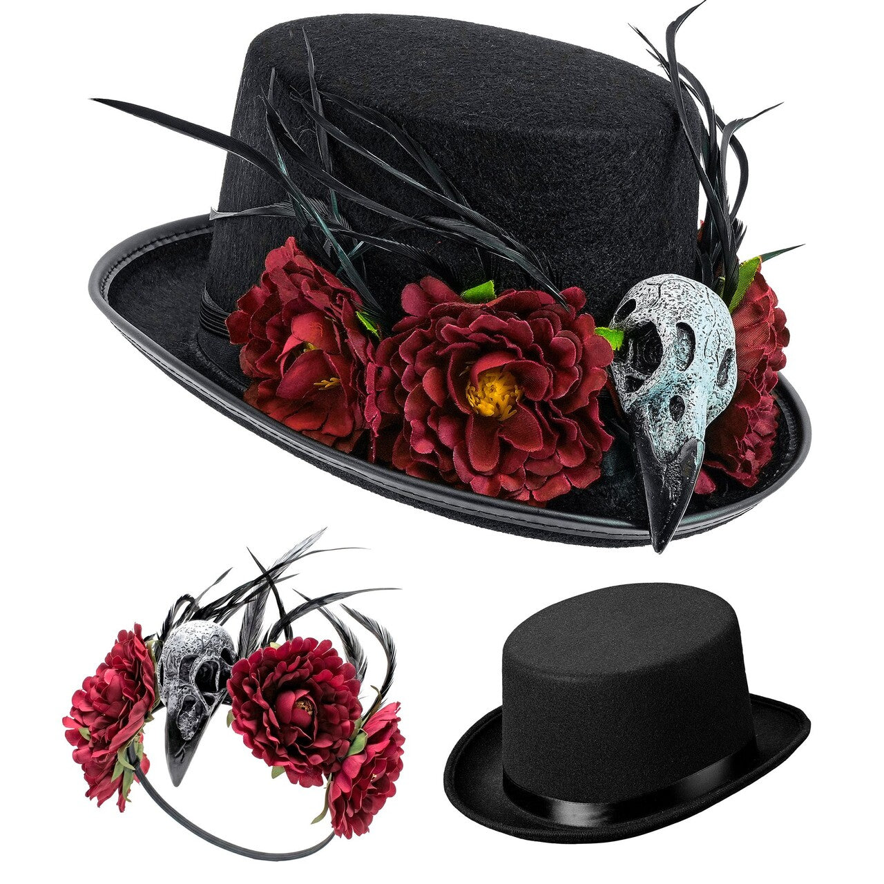 Op deze afbeelding zie je een Accessoires, van het merk Widmann. Voodoo Skull & Flower Hoed