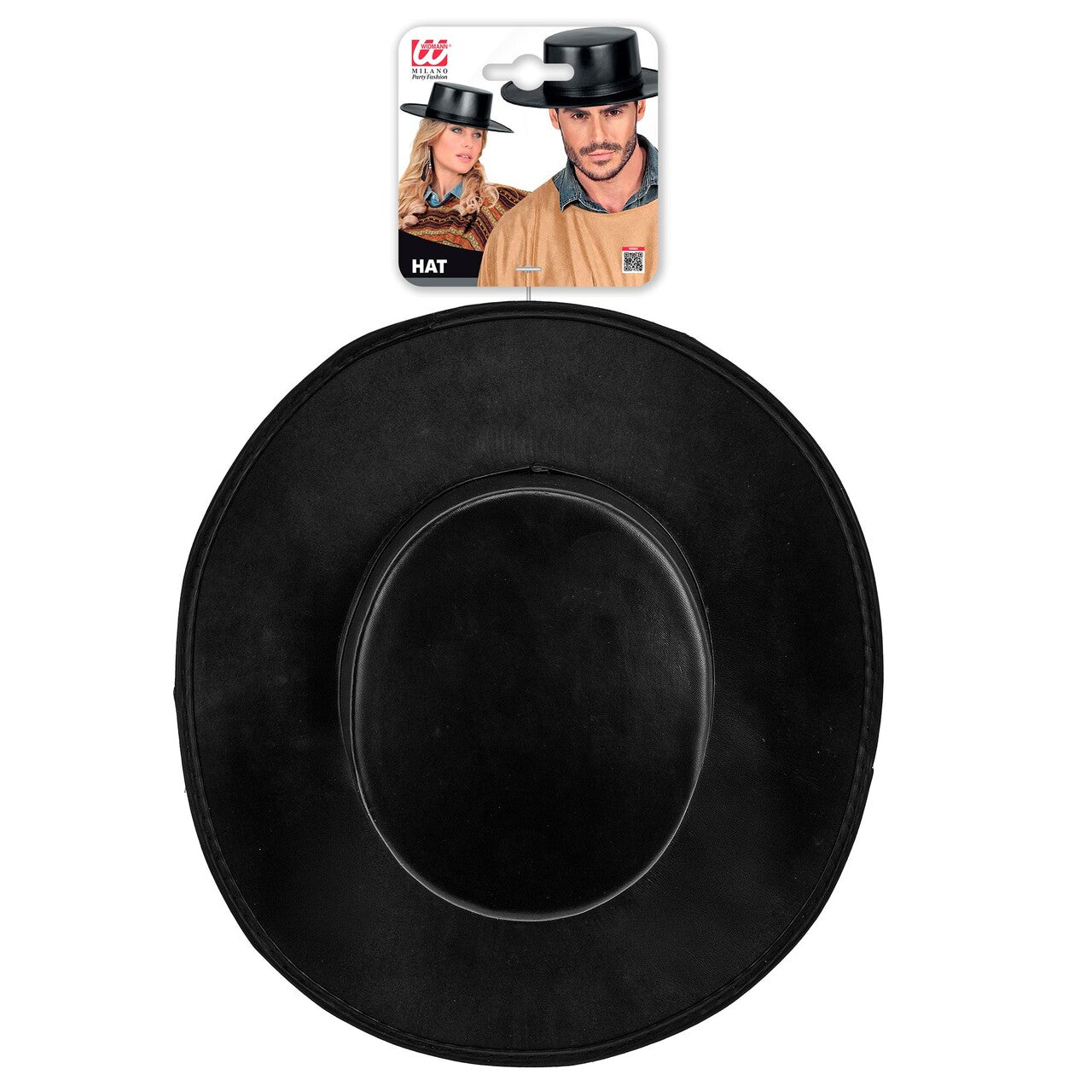 Op deze afbeelding zie je een Accessoires, van het merk Widmann. Zwarte Kunstleren Hoed