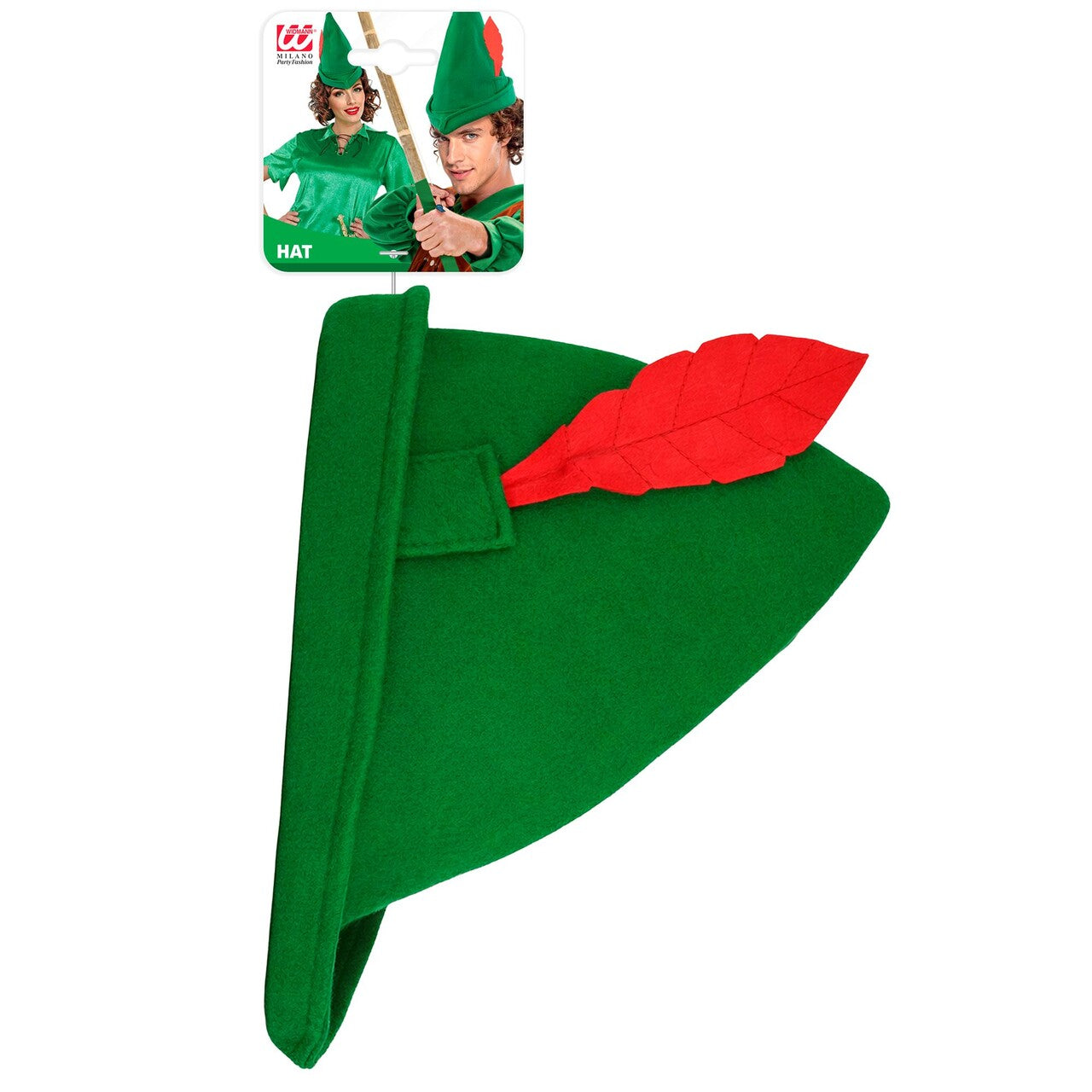 Op deze afbeelding zie je een Accessoires, van het merk Widmann. Groene Robin Hood Hoed