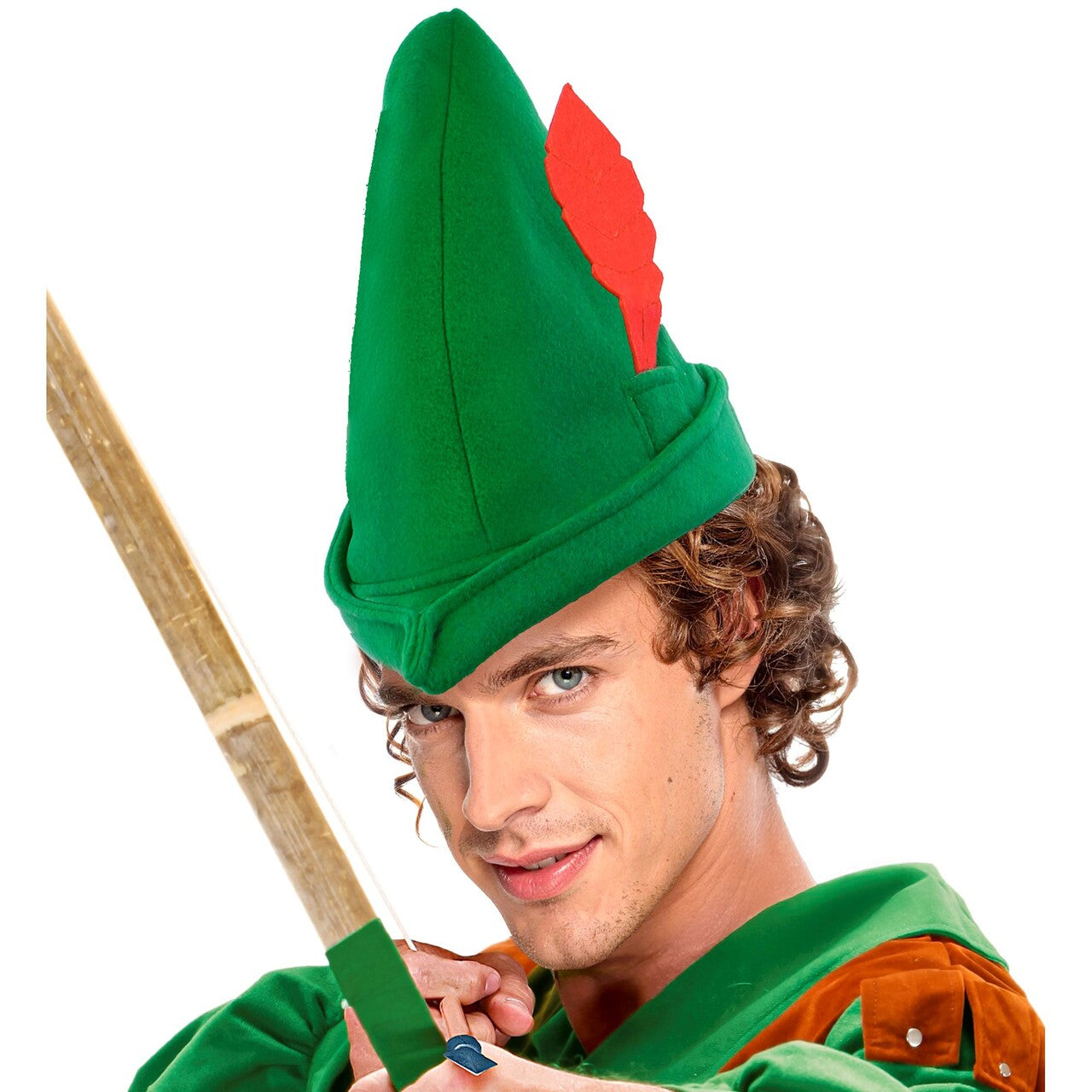 Op deze afbeelding zie je een Accessoires, van het merk Widmann. Groene Robin Hood Hoed