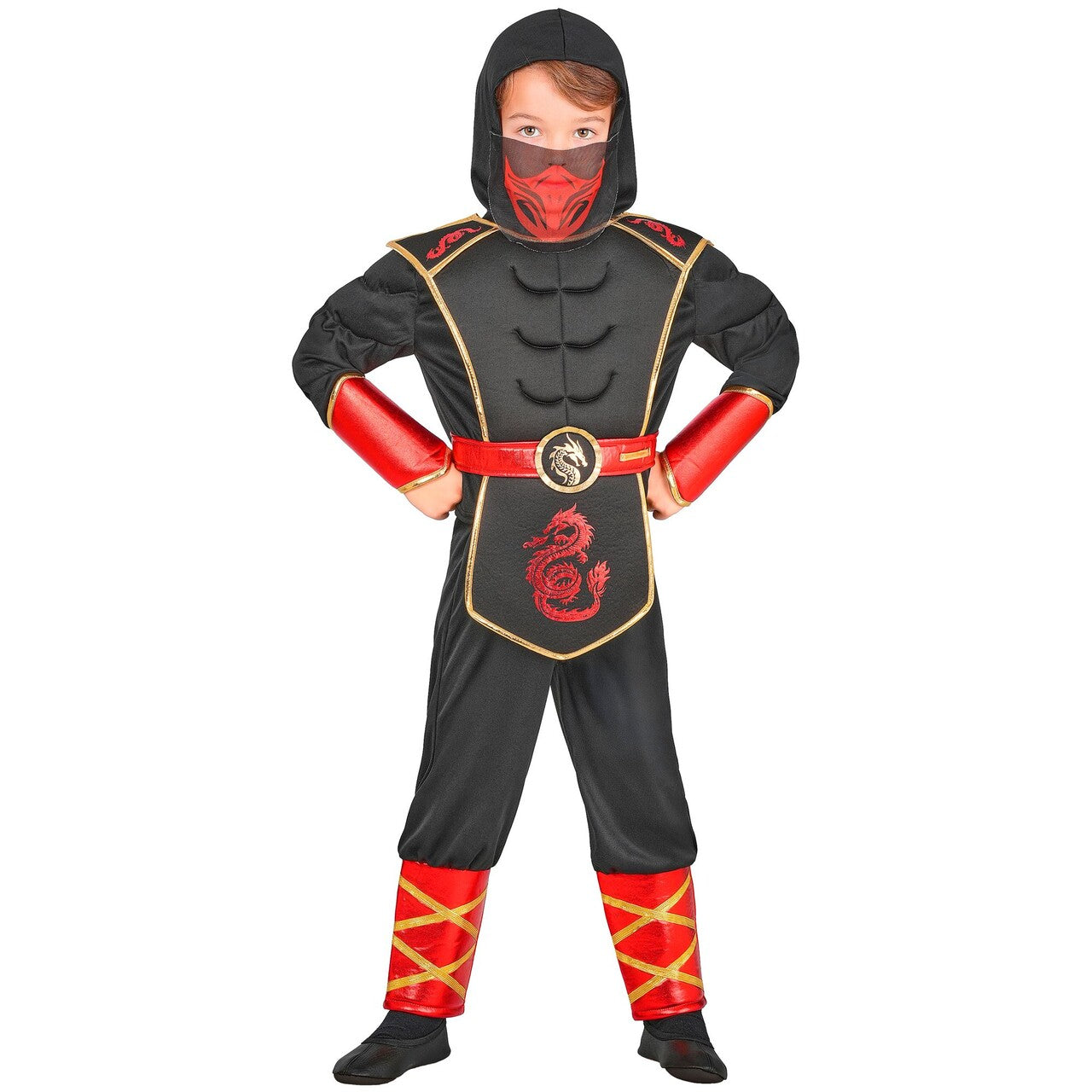 Op deze afbeelding zie je een Kostuums, van het merk Widmann. Red Ninja Warrior Jongen Kostuum