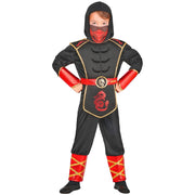 Op deze afbeelding zie je een Kostuums, van het merk Widmann. Red Ninja Warrior Jongen Kostuum