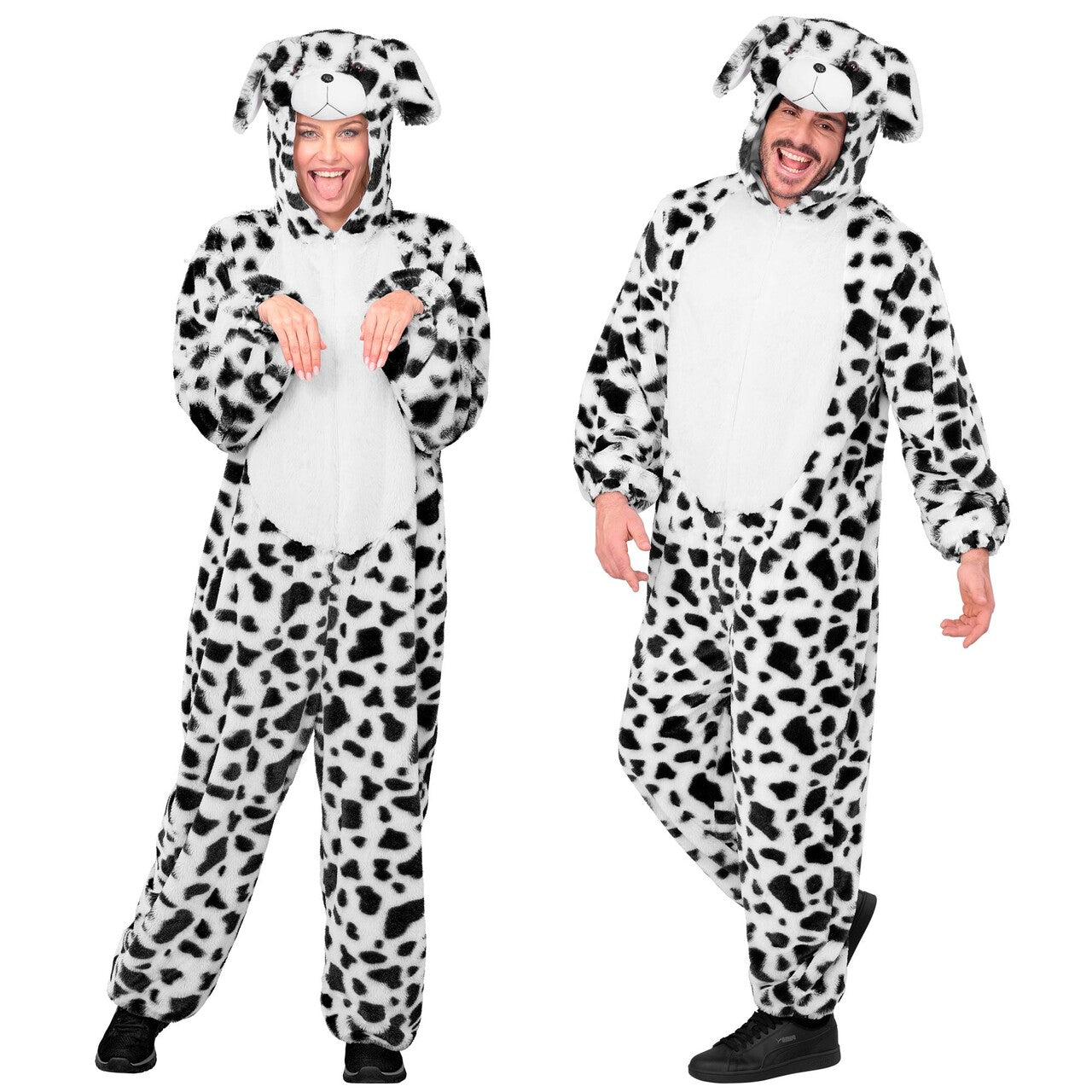Op deze afbeelding zie je een Kostuums, van het merk Widmann. Dalmatiër Dotje Onesie Kostuum