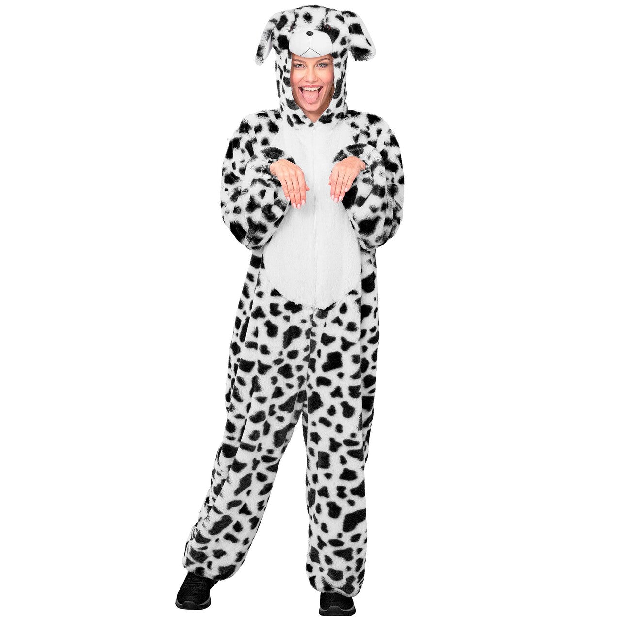 Op deze afbeelding zie je een Kostuums, van het merk Widmann. Dalmatiër Dotje Onesie Kostuum