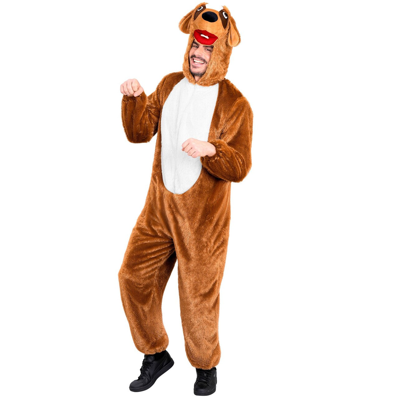 Op deze afbeelding zie je een Kostuums, van het merk Widmann. Hond Henk Onesie Kostuum
