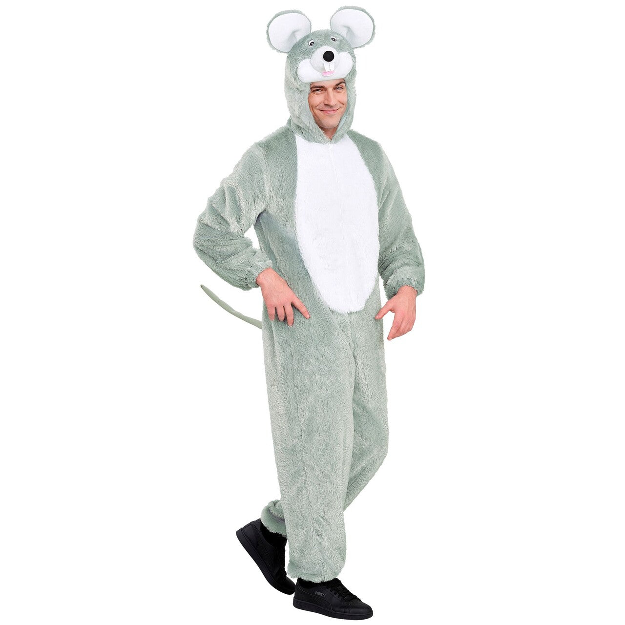 Op deze afbeelding zie je een Kostuums, van het merk Widmann. Pluizige Muis Onesie Kostuum