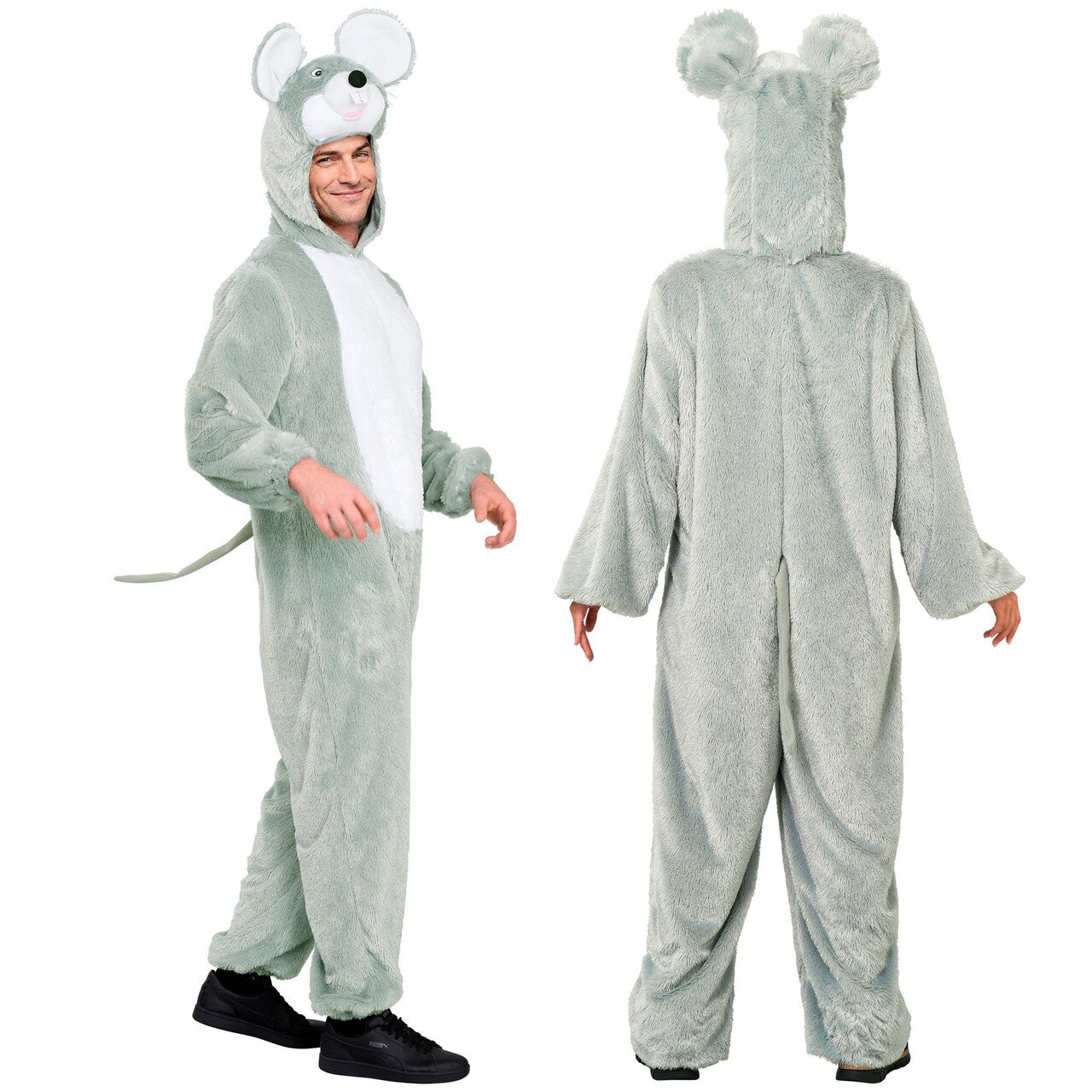 Op deze afbeelding zie je een Kostuums, van het merk Widmann. Pluizige Muis Onesie Kostuum