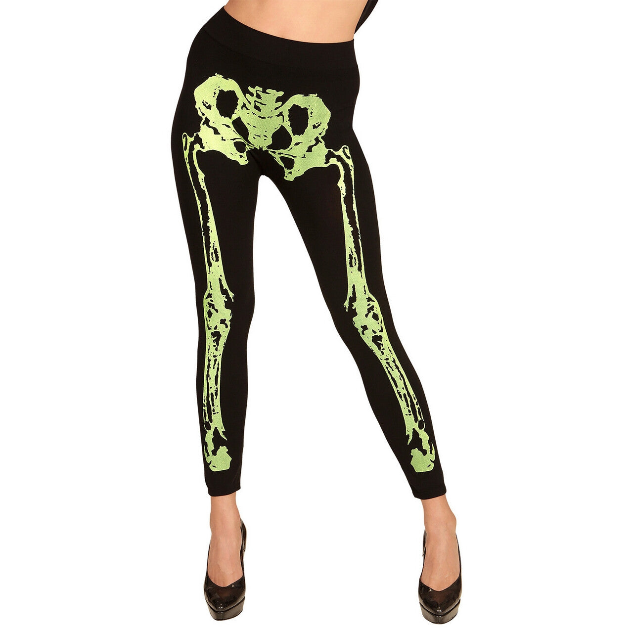 Op deze afbeelding zie je een Kostuums, van het merk Widmann. Legging Skelet Neon Groen Chiapas Vrouw