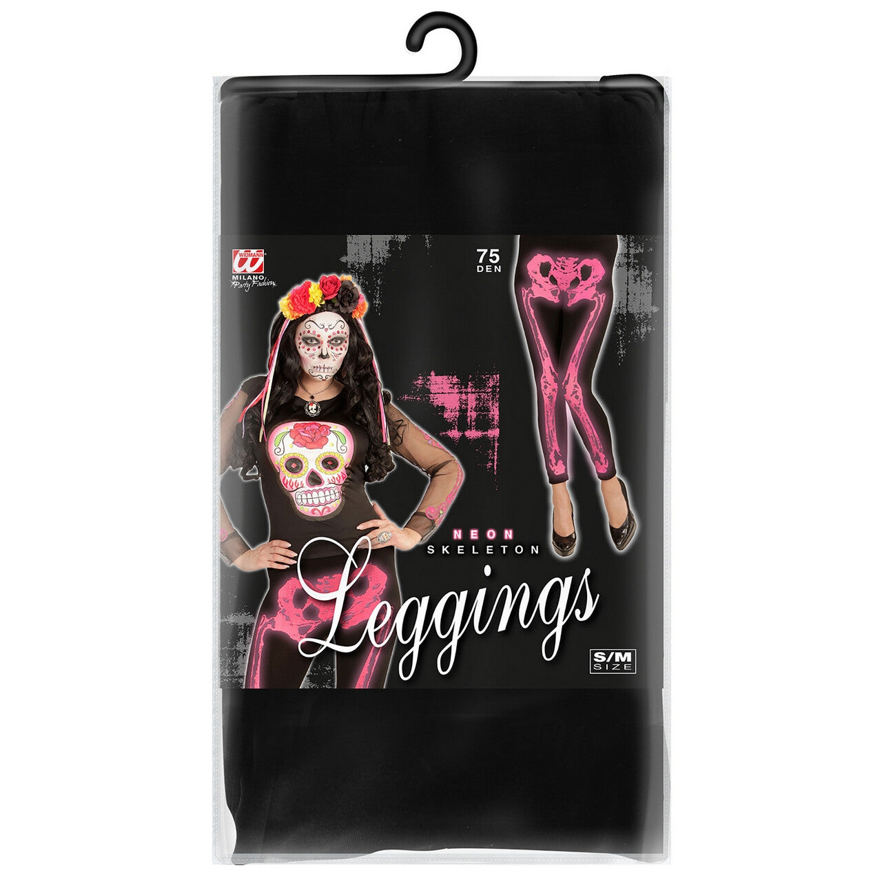Op deze afbeelding zie je een Kostuums, van het merk Widmann. Legging Skelet Neon Roze Chiapas Vrouw