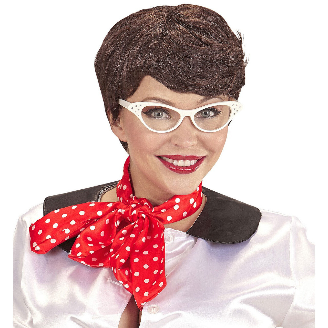 Op deze afbeelding zie je een Accessoires, van het merk Widmann. Pruik 50s Met Sjaaltje Cathy