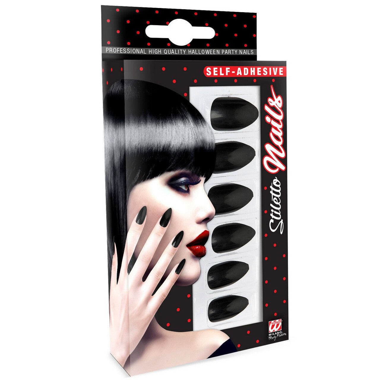 Op deze afbeelding zie je een Accessoires, van het merk Widmann. Nagels Vampira Stiletto Zwart