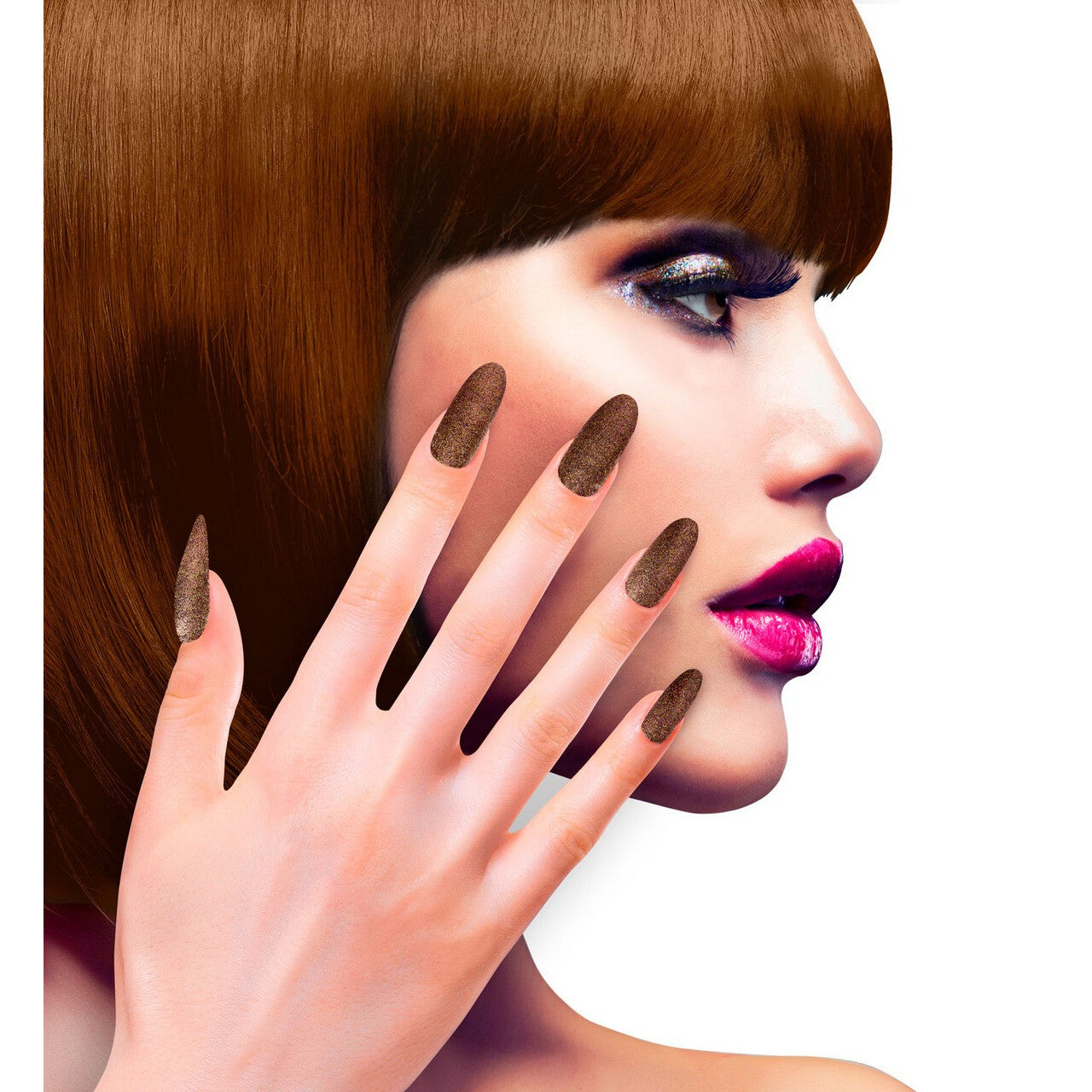 Op deze afbeelding zie je een Accessoires, van het merk Widmann. Nagels Diva Glitter Koper