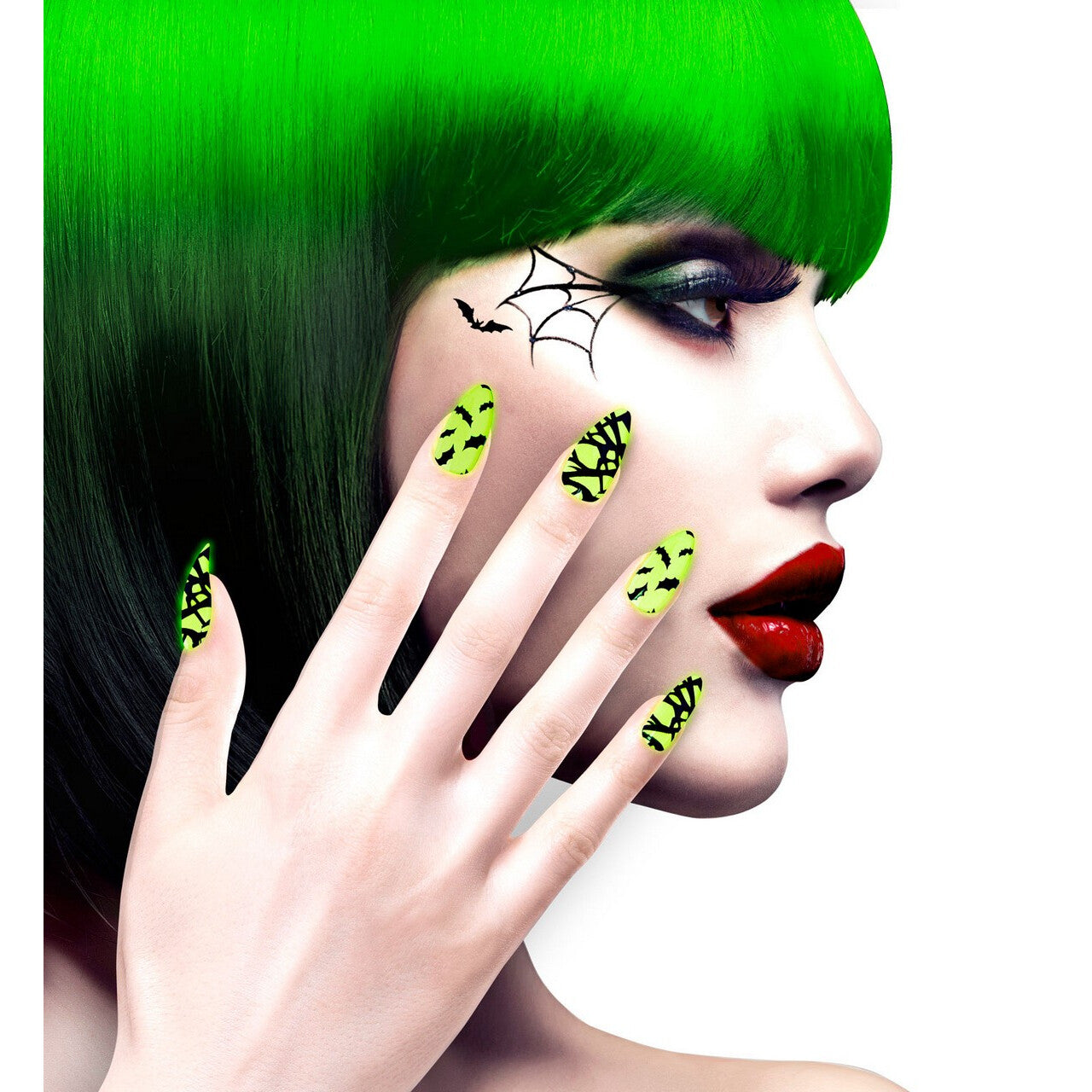 Op deze afbeelding zie je een Accessoires, van het merk Widmann. Enge Nagels Vleermuis Neon