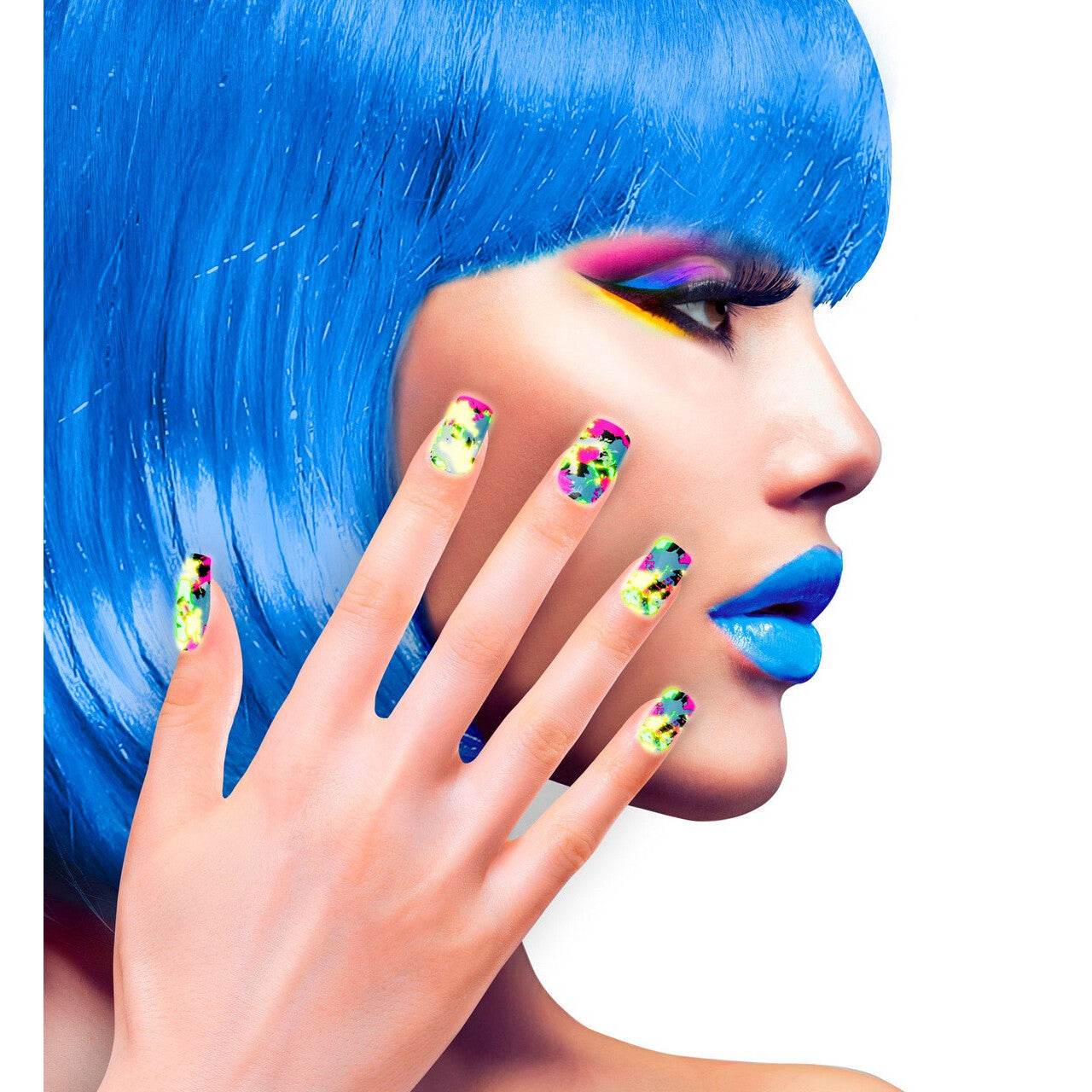 Op deze afbeelding zie je een Accessoires, van het merk Widmann. Bonte Nagels Lapwerk Neon