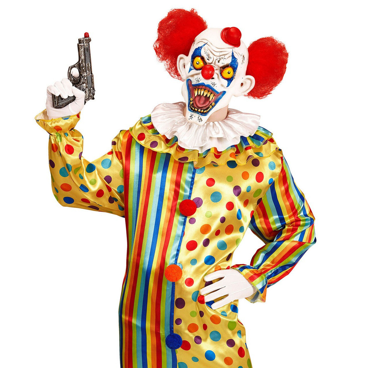 Op deze afbeelding zie je een Accessoires, van het merk Widmann. Masker Killer Clown Stefan Met Haar En Hoedje