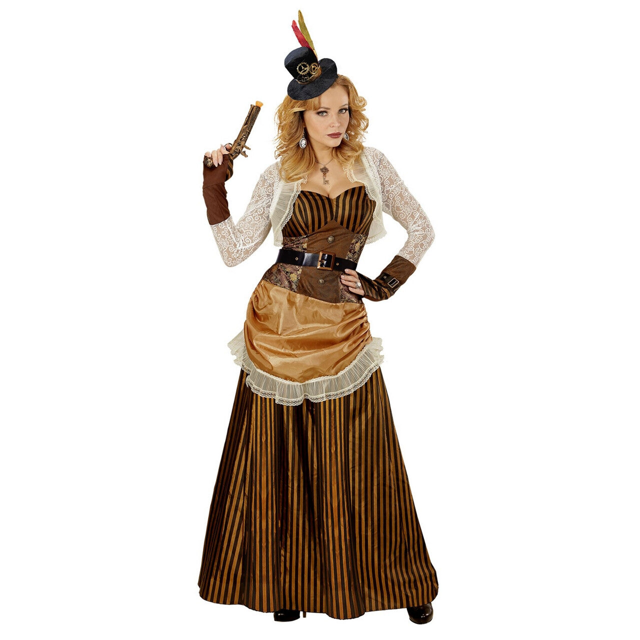 Op deze afbeelding zie je een Kostuums, van het merk Widmann. Steampunk Vrouw Golda Kostuum
